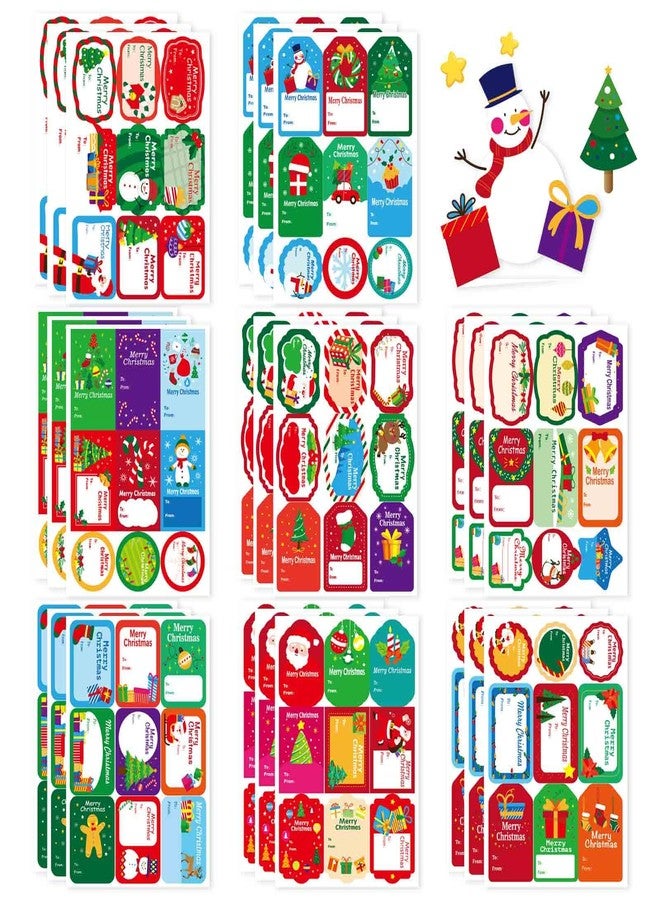 OTAITY 216 PCS Christmas Gift Tags, Christmas Stickers Labels Self Adhesive Gift Stickers with Santa Snowmen Xmas Tree Reindeer Bells for Gift Bags and Wrapped Presents - Image 1